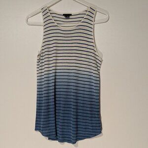 theory Linen Blend Striped Ombre Tank Blue White Size Small